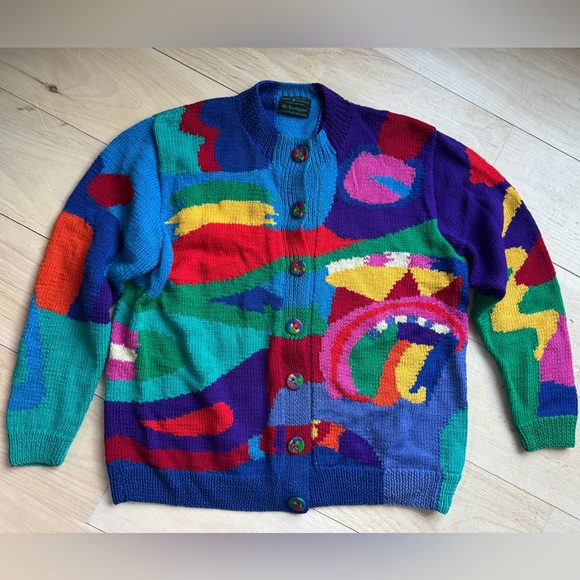 McWooligans Sweaters - McWooligans Vintage 100% Wool Hand Knit Cardigan Sweater